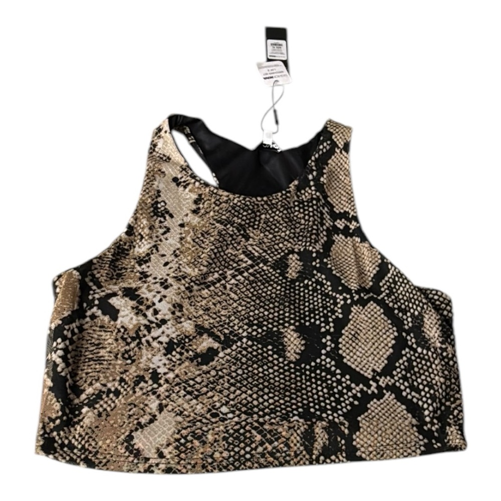 Fashion Nova Brown Black Snake Print Fitted Crop Tank Top NEW BOX31